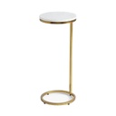 Iron, MDF and Marble wood Side Table White and Gold - 30x30x55 cm