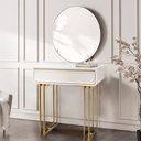 Iron and MDF Artificial wood Console Gold and White - 70x40x80 cm