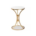 Iron, MDF and Marble wood Side Table Gold and White - 35x35x55 cm
