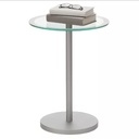 Iron and Glass Side Table Silver - 35x35x55 cm