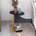 Iron and Alternative Marble Side Table Gold and Black - 45x30x55 cm