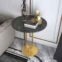 Iron, MDF and Marble wood Side Table Black and Gold - 40x40x60 cm