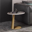 Iron, MDF and Marble wood Side Table Gold and White - 45x45x55 cm