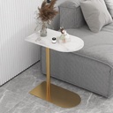 Iron, MDF and Marble wood Side Table White and Gold - 45x30x55 cm
