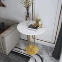 Iron, MDF and Marble wood Side Table White and Gold - 40x40x60 cm