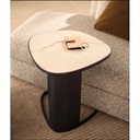 Iron, MDF and Marble wood Side Table Black and White - 40x35x55 cm