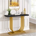Iron and Alternative Marble Console Black and Gold - 130x40x100 cm