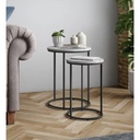 Iron, MDF and Marble wood Side table Set 2 Pieces