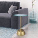 Iron and Transparent Glass Side Table Gold - 35x35x55 cm