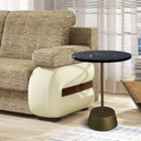 Iron and Alternative Marble Side Table Black and Gold - 35x35x55 cm