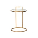 Iron and Transparent Glass Side table Gold and - 35x35x55 cm