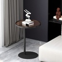 Iron and Glass Side Table Black and Brown - 40x40x55 cm