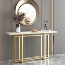 Iron, MDF and Marble wood Console Gold and White - 130x40x100 cm