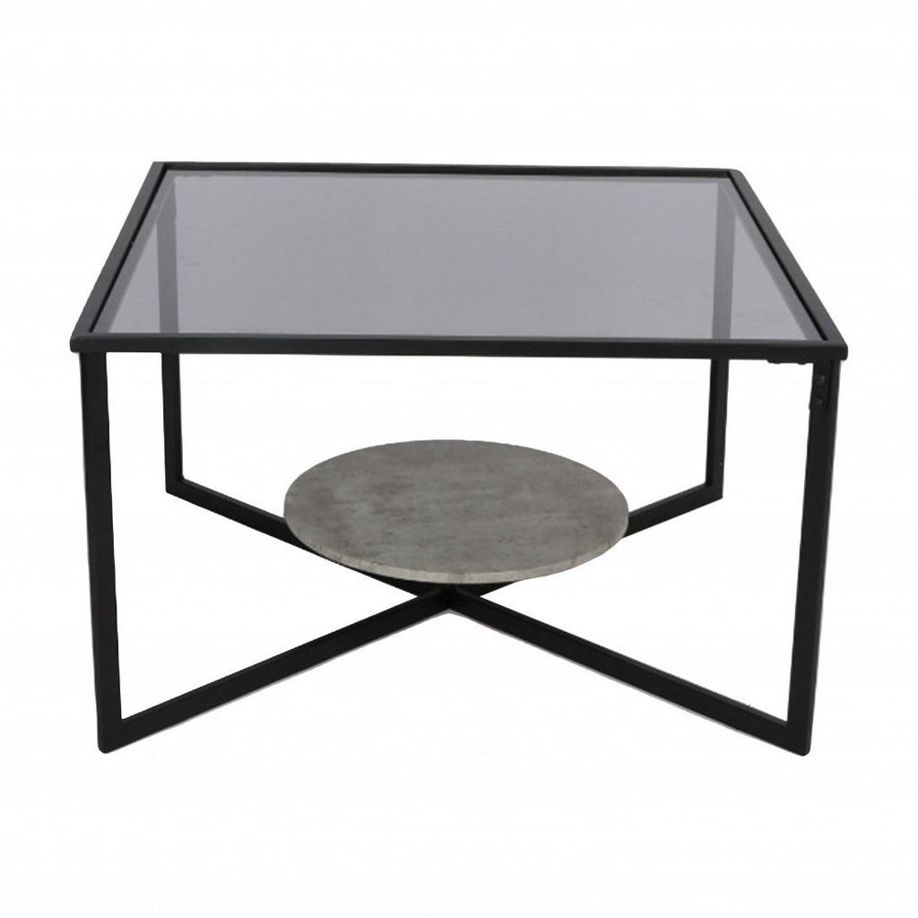Side Table 75×75×45 cm - Grey & Black