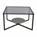Side Table 75×75×45 cm - Grey & Black