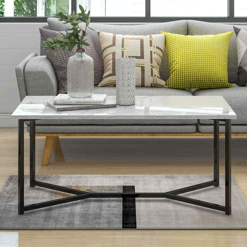 Coffee Table 45×55×110 cm - White & Black 