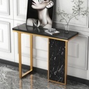 Metal and Marble Wood Console Black and Gold - 120x30x90 cm
