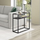 Metal and Glass Side Table Black - 60x30x68 cm