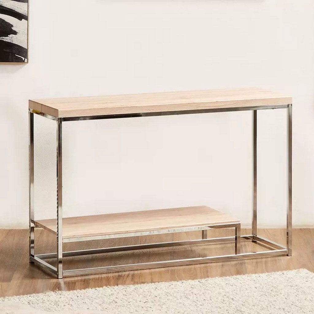 Console 90×130×40 cm - Beige & Silver 