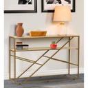 Engineered Wood and Iron Console Gold and Beige - 130x40x90 cm