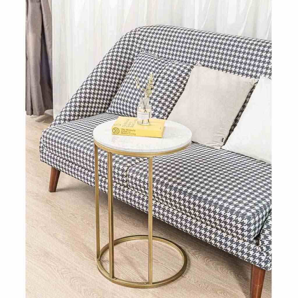 Side Table 55×45 cm - White & Gold
