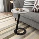 Metal and Marble Side Table Black and White - 35x55 cm