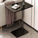 Metal and Marble Wood Side Table Black - 45x30x55 cm