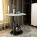 Metal and Marble Wood Side Table- 50x60 cm