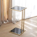 Metal and Glass Side Table Gold and Black - 35x35x55 cm