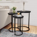 Metal and Engineered Wood Side Tables Set 3 pieces 