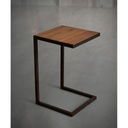 Side Table - Metal & Marble Wood - Brown & Black - 65x25x35 cm