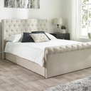 Swedish Wood and Linen Bed Off-White