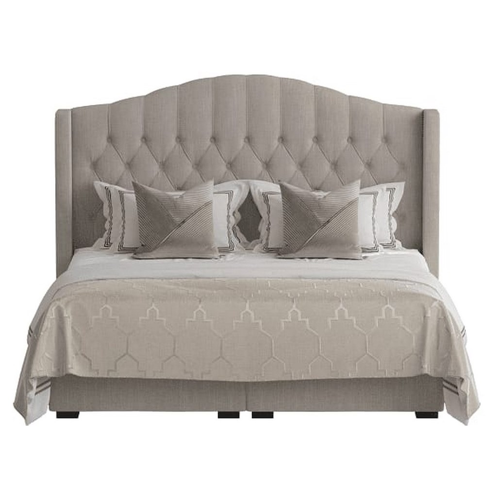 Linen, Swedish and Beech wood Bed - Grey