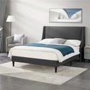 Swedish MDF & Sackcloth Super King Bed  - Grey