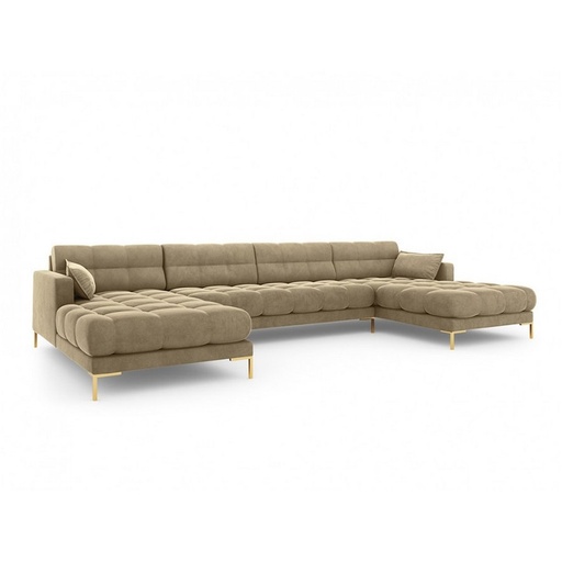[Batch 9001001] Swedish wood and velvet L-shape sofa