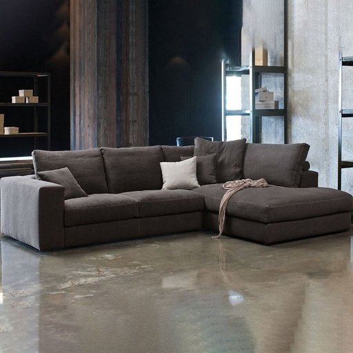 [Batch 9001001] Swedish wood and polyester L-shape sofa 