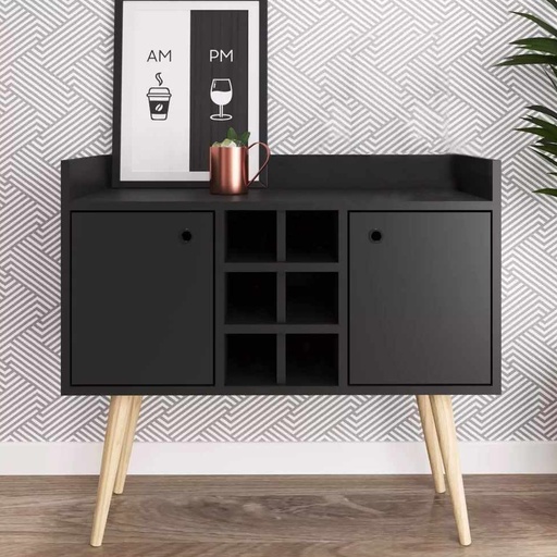 [Batch 9001002] Wood counter and MDF Coffee corners Black and beige - 80x40x80 cm