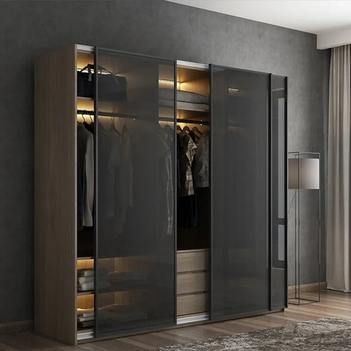 [Batch 9001002] Counter Wood Wardrobe 3 doors Brown and Black - 220x60x180 cm