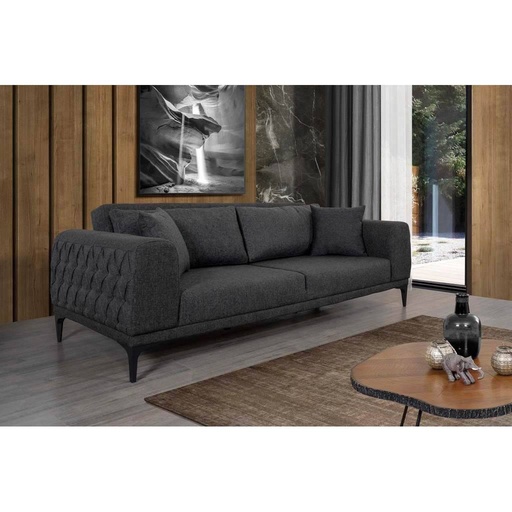 [Batch 9001002] Swedish MDF Wood and Linen 3 Seaters Sofa - Grey