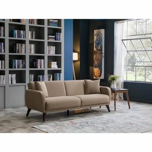 [Batch 9001002] Swedish wood and velvet 3 Seaters Sofa - Beige