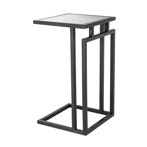 [Batch 9001003] Iron and Glass Side Table Black - 35x35x55 cm