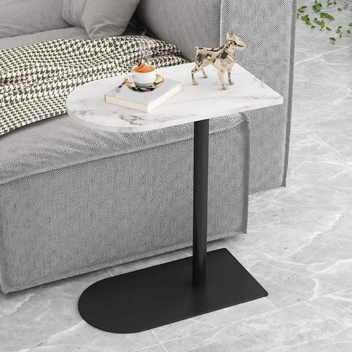 [Batch 9001003] Iron, MDF and Marble wood Side Table Black and White - 45x30x55 cm