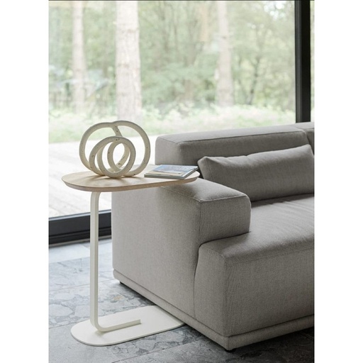 [Batch 9001003] Iron and Mdf Wood Side Table Beige and White - 45x30x55 cm