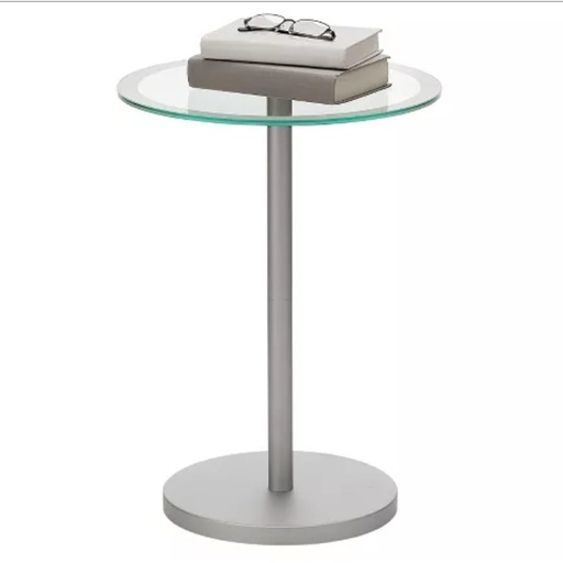 [Batch 9001003] Iron and Glass Side Table Silver - 35x35x55 cm