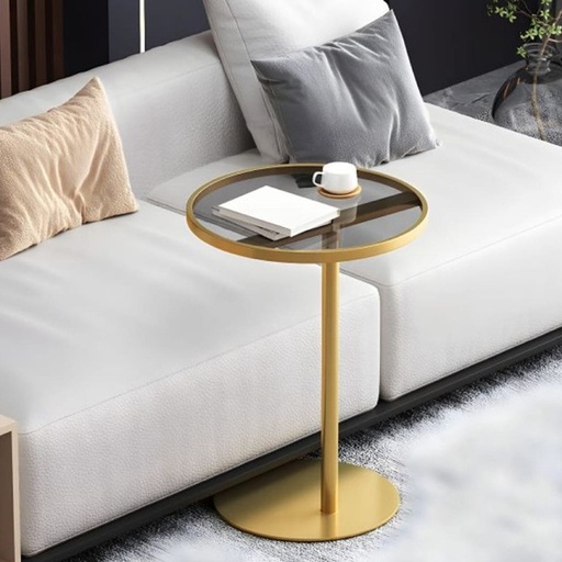 [Batch 9001003] Iron and Glass Side Table Gold - 40x40x55 cm