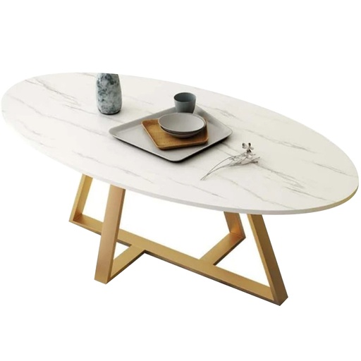 Iron, MDF and Marble wood Coffee Table - 120x70x45 cm