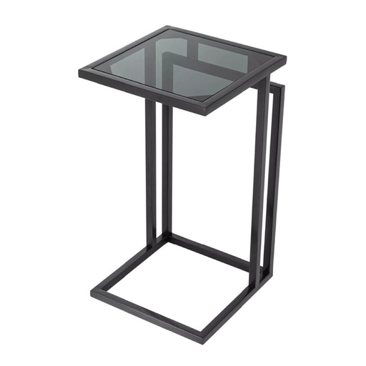 [Batch 9001003] Iron and Glass Side Table Black - 35x35x55 cm