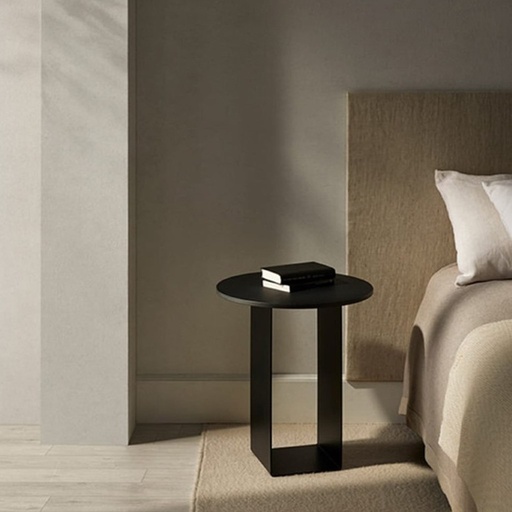 [Batch 9001003] Iron and Alternative Marble Side Table Black - 40x40x60 cm