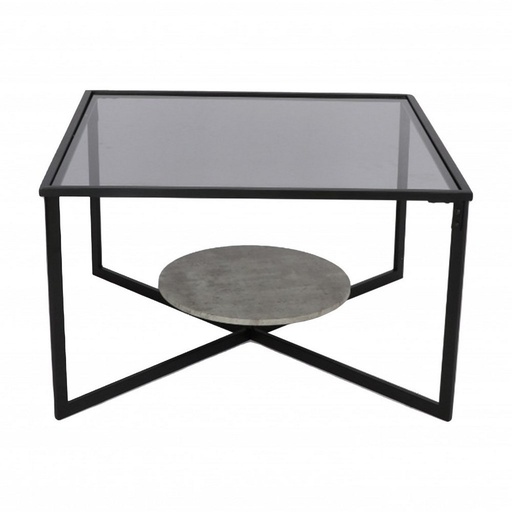 [AZAMCO1914] Side Table 75×75×45 cm - Grey & Black