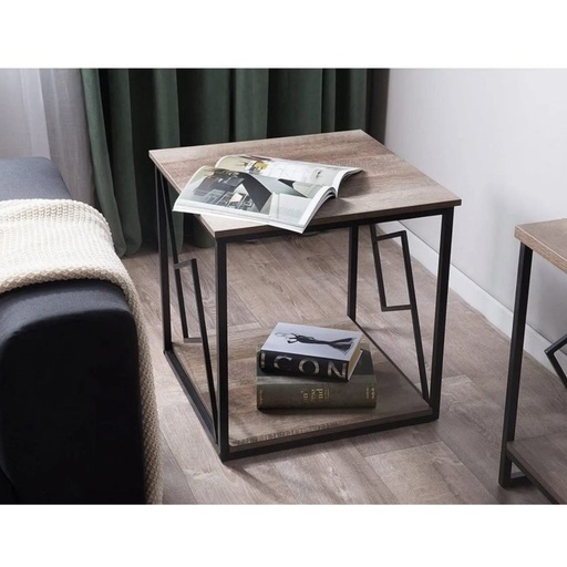 [AZAMCO1928] Side Table 56×56×56 cm - Black & Brown